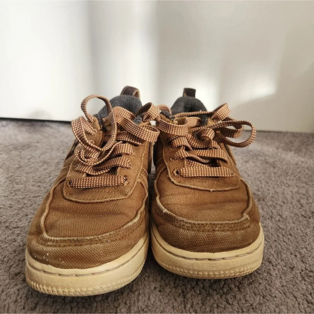 Nike x Carhartt WIP | Air Force 1 07 Duck Canvas Ale Brown Sneakers Size 1 Youth